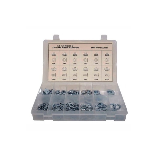 Titan Fasteners Flat & Split Lock Washer Washer Assortment, Steel, Zinc